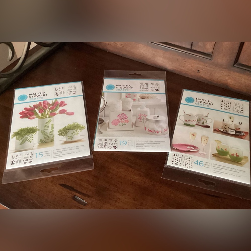 3 PACKS MARTHA STEWART CRAFTS ADHESIVE STENCILS BRAND NEW UNOPENED